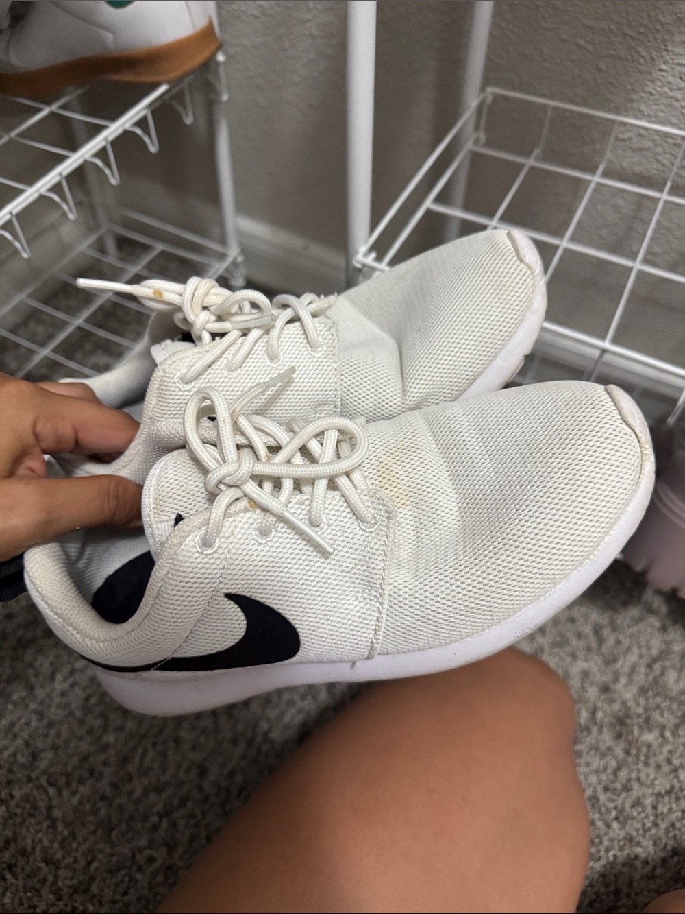Nike Women’s White Mesh Sneakers with Black Swoosh
